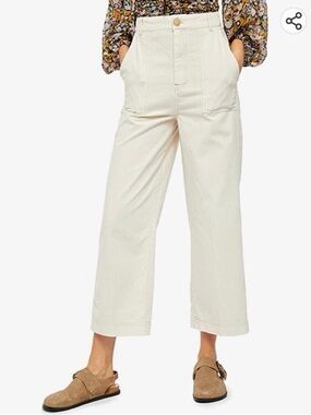 Free People Sunday Skies Cream Wide Leg Cropped Jeans